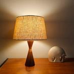 Sfeervolle Vintage Deense Tafellamp - teak en linnen