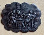 Vintage zilveren broche met tafereel, Ophalen of Verzenden, Zilver, Broche