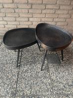 Set van 2 zwarte - brons bijzettafels, Minder dan 45 cm, Minder dan 55 cm, Gebruikt, Metaal of Aluminium