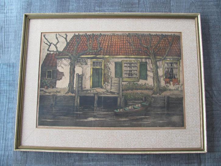 Antoon van Hemert (1883-1944) - ingekleurde ets, Antiek en Kunst, Kunst | Etsen en Gravures, Ophalen of Verzenden