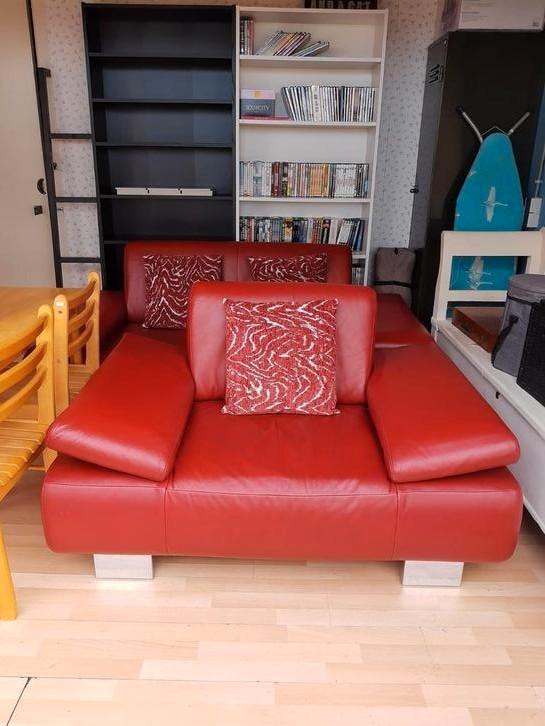 W. Schillig World of Comfort rood lederen bankstel, Huizen en Kamers, Kamers te huur