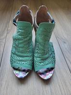 Laura Vita sandalen hoge hak groen leer dames maat 41, Zo goed als nieuw, Laura Vita, Groen, Sandalen of Muiltjes