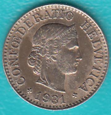 Zwitserland 10 Rappen 1931B, KM# 27 in munthouder  beschikbaar voor biedingen