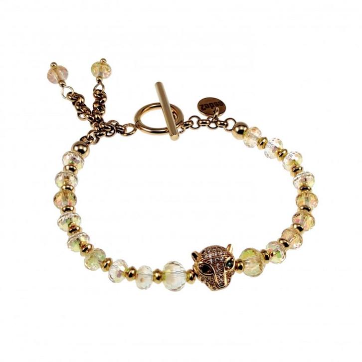 Armband Dames Geel Kristal Armband Tijgerkop Desing Verguld, Sieraden, Tassen en Uiterlijk, Armbanden, Nieuw, Kunststof of Plastic