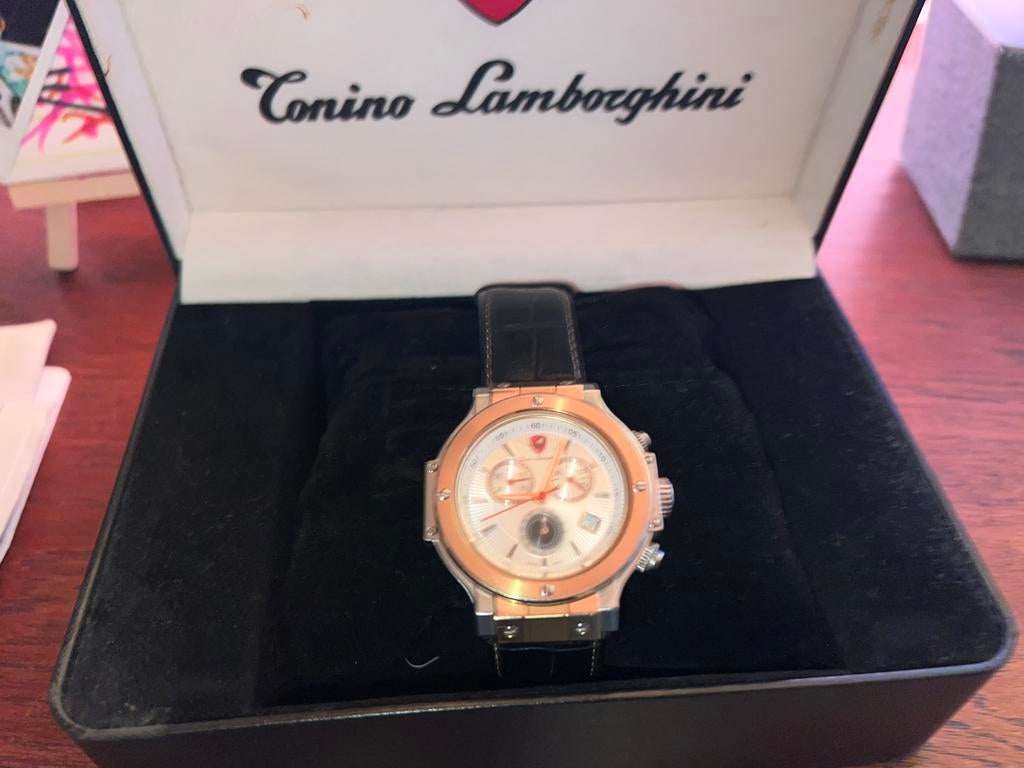 Originele Lamborghini vintage horloge, Sieraden, Tassen en Uiterlijk, Ophalen of Verzenden, Zo goed als nieuw, Leer, Overige merken