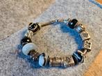Tedora armband zwart wit en Japanse tekens (lijkt op Pandora, Verzenden, Zo goed als nieuw, Zilver, Zilver