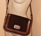 La Moda, Echt suède bruin schoudertasje, Overige merken, Gebruikt, Bruin, Ophalen of Verzenden