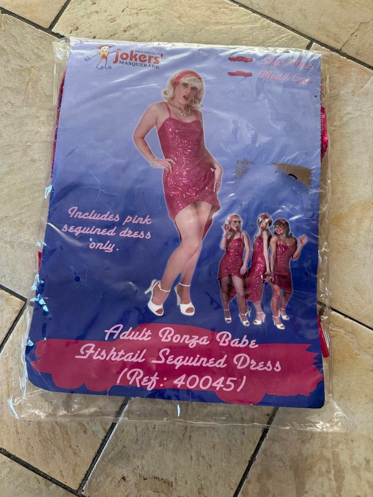 Roze Pailletten Jurk Carnaval - Maat S/M, Carnaval, Nieuw, Ophalen of Verzenden, Kleding