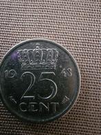Zilveren Wilhelmina Kwartje 1948, Zilver, 25 cent, Ophalen of Verzenden, Koningin Wilhelmina