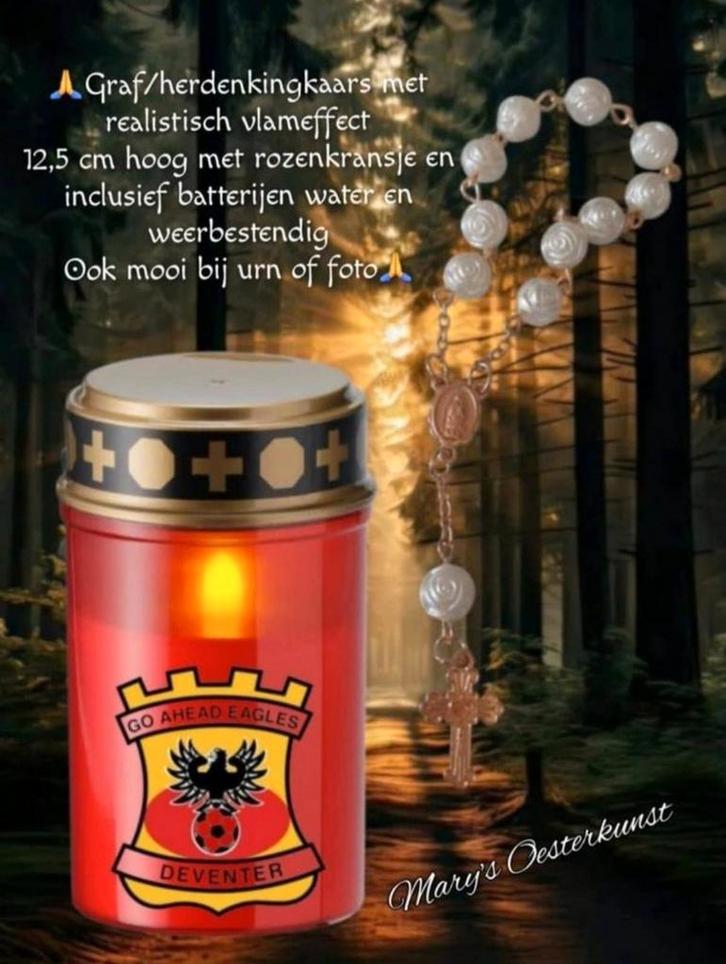 Go Ahead Eagles Woonwagen of Maria kaars voor urn/foto/graf, Huis en Inrichting, Woonaccessoires | Kandelaars en Kaarsen, Ophalen