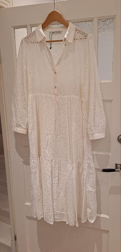 Broderie anglaise lange jurk wit maat L - Nieuw, Kleding | Dames, Maat 42/44 (L), Nieuw, Ophalen of Verzenden, Onder de knie
