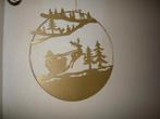 muur ornament goudkleurig met slee & rendier en 10 led 30cm, Ophalen of Verzenden, Zo goed als nieuw