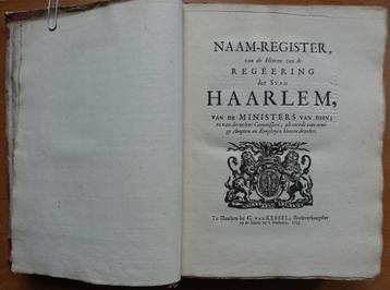 Naam-Register van de Heeren van de Regeering de stad Haarlem beschikbaar voor biedingen