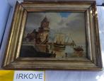 ROMANTISCH HAVENGEZICHT * OLIEVERF PANEEL * In Lijst *, Antiek en Kunst, Kunst | Schilderijen | Klassiek, Verzenden