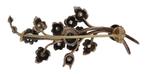 12 diamanten fraaie 14k gouden broche antiek bloem tak dames, Sieraden, Tassen en Uiterlijk, Antieke sieraden, Ophalen of Verzenden