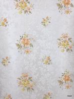 14252 vintage bloemen behang parelmoer glans swiet, Ophalen of Verzenden, Geel