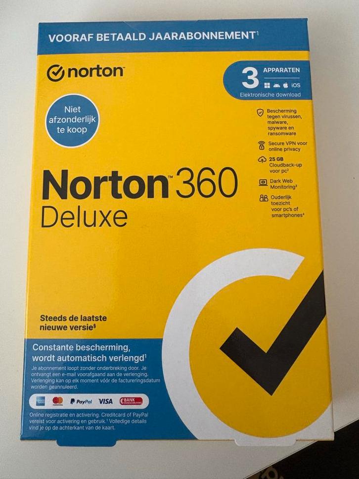 Norton 360 Deluxe - 3 Apparaten, Computers en Software, Antivirus- en Beveiligingssoftware, Nieuw, MacOS, Ophalen of Verzenden