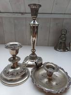 3x Verzilverde kandelaars, Antiek en Kunst, Ophalen of Verzenden, Koper of Brons