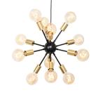 Modern Pendant Light Black with Gold Accents - 12 lights, Ophalen of Verzenden, Zo goed als nieuw, Modern, Glamour, 50 tot 75 cm