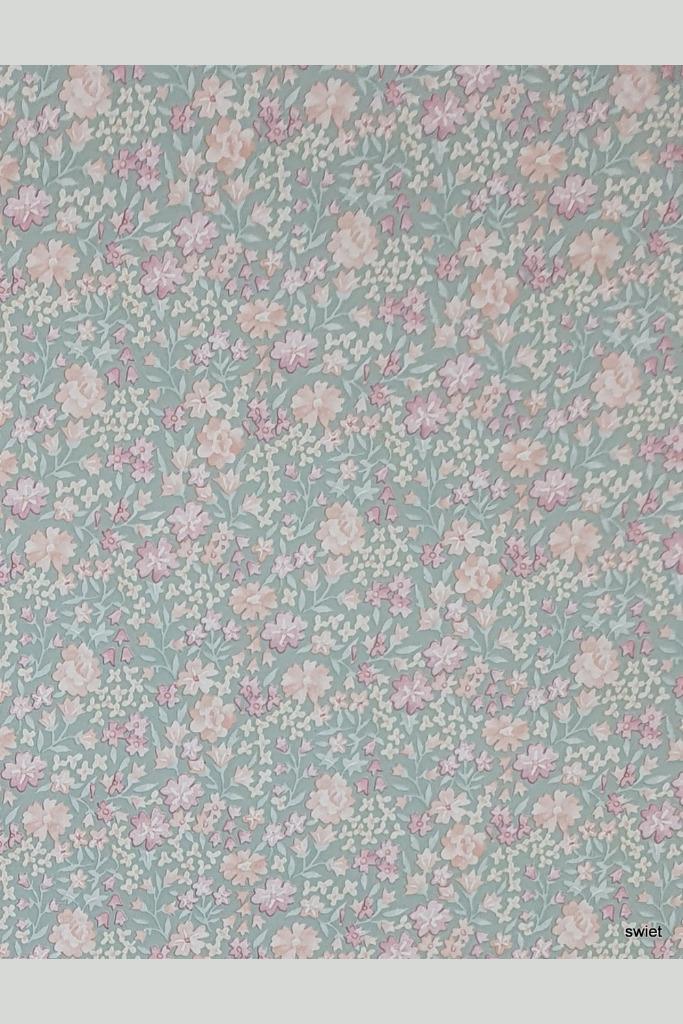 5007 bloemen mintgroen roze perzik wit retro jaren 70 swiet, Huis en Inrichting, Stoffering | Behang, Roze, minder dan 10 m², Verzenden