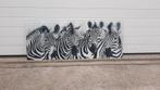 schilderij van zebra`s op een glasplaat gedrukt 125 x 50 cm., Ophalen, Zo goed als nieuw, Schilderij, 100 tot 125 cm