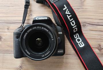 Canon 450D + 18-55mm lens, 2 batterijen beschikbaar voor biedingen