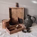 Brocante oude houten bestekbak bestek bak 2 vakken *Etage3*, Gebruikt, ., Ophalen of Verzenden, .
