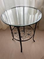 Bijzettafel zwart met glas, Minder dan 55 cm, Rond, Ophalen, 45 tot 60 cm