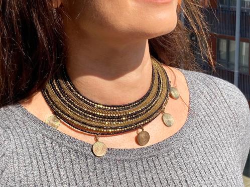 Golden necklace with coins, Sieraden, Tassen en Uiterlijk, Kettingen, Zo goed als nieuw, Overige materialen, Goud, Verstelbaar