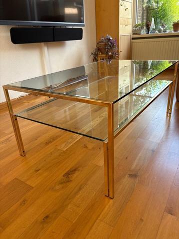 Glazen salontafel met bladgoud beschikbaar voor biedingen