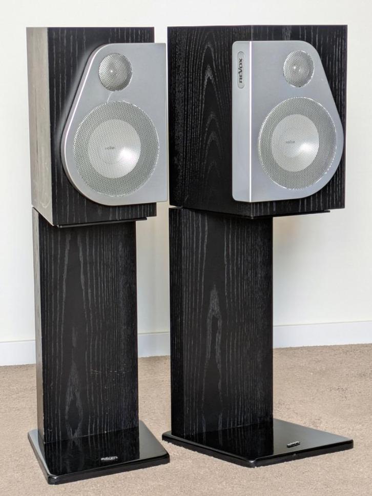 Revox Emetric Shelf, originele staanders, made in Germany, Audio, Tv en Foto, Luidsprekers, Gebruikt, Front, Rear of Stereo speakers
