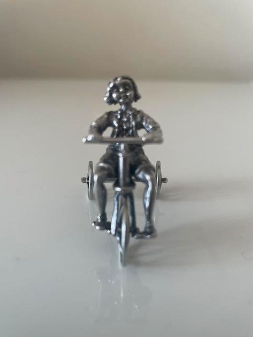 Driewieler met kind, zilver miniatuur, Antiek en Kunst, Antiek | Goud en Zilver, Zilver, Ophalen of Verzenden