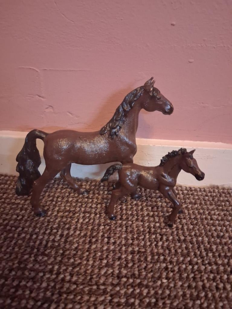 Zeldzaam Schleich merrie met veulen, Ophalen of Verzenden, Gebruikt, Overige typen