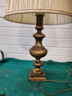 tafellamp messing zwaar vintage met creme kap, Ophalen of Verzenden