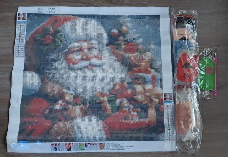 Diamond Painting Kerstman - Ronde Steentjes 40x40, Hobby en Vrije tijd, Knutselen, Nieuw, Knutselwerk, Ophalen of Verzenden