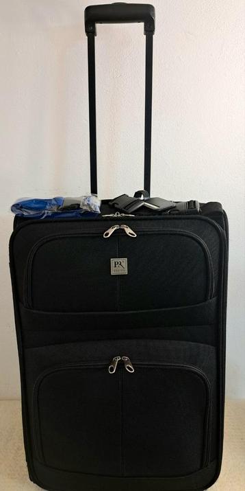 Mooie nette koffer met adres label en remkoffer zwarte kleur