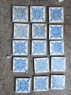 12 antieke tegeltjes, Gebruikt, Minder dan 20 cm, Minder dan 5 m², Wandtegels
