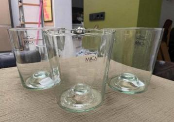 3 X Mica Decorations Vaas pot recycled glas voor tulpen beschikbaar voor biedingen
