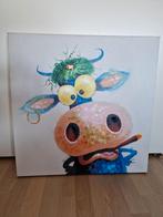 Origineel canvas schilderij – kleurrijke rokende koe, Ophalen