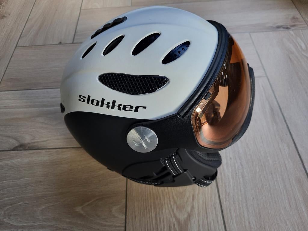 Slokker Skihelm met Vizier - maat 60-62, Sport en Fitness, Skiën en Langlaufen, Gebruikt, Overige typen, Skiën, Overige merken