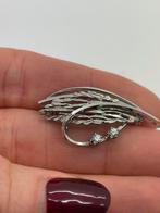 B742 Prachtige zilveren K&L broche met saffier, Sieraden, Tassen en Uiterlijk, Broches, Minder dan 4 cm, Ophalen of Verzenden