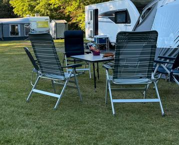 Twee Crespo Campingstoelen XL (extra breed) grijs gestreept beschikbaar voor biedingen