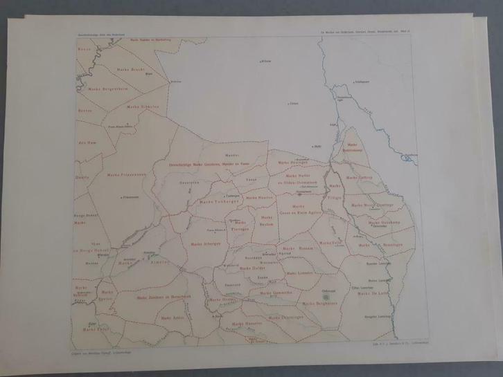 B027 / Plattegrond de Marke van Overijssel litho uit 1920, Antiek en Kunst, Kunst | Litho's en Zeefdrukken, Ophalen of Verzenden