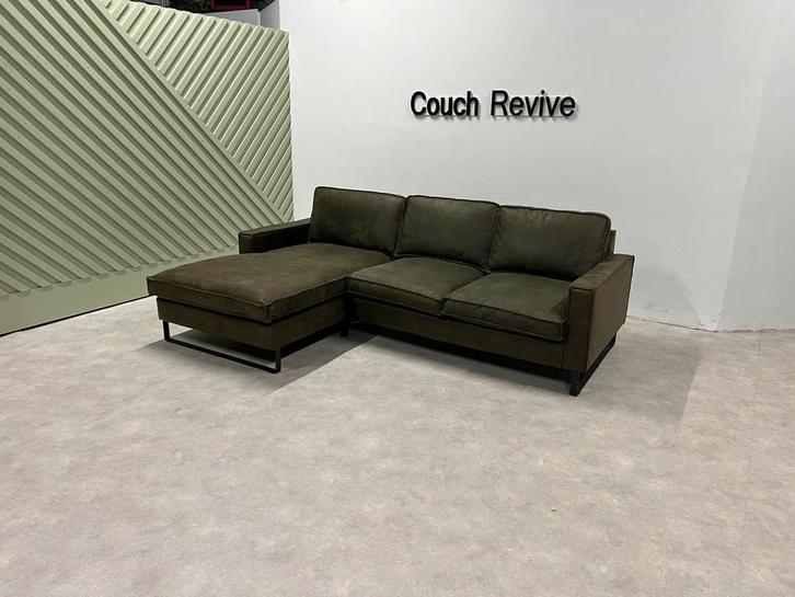 GRATIS LEVERING Z.G.A.N groene hoekbank 255x175 Gereinigd, Huis en Inrichting, Banken | Bankstellen, Zo goed als nieuw, Vierpersoons of meer