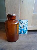 Vintage apothekersfles bruin met kurk hoogte 20 cm, Ophalen of Verzenden