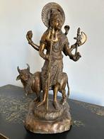 Antieke bronzen Shiva met heilige koe, Ophalen of Verzenden