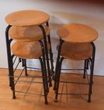 5x vintage schoolkrukjes, krukken, Huis en Inrichting, Krukjes, Ophalen, Gebruikt, Hout