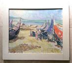 Vissers bij boten op strand - Cees van IJsseldijk 1901-1977, Ophalen of Verzenden