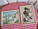 Vintage schilderijtjes spelende kinderen en Bonnie., Ophalen of Verzenden, Huis en Inrichting