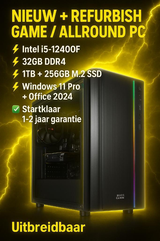 Krachtige Game Pc + i5 12e Gen.+32 Gb+RTX 3060 Ti + Garantie, Computers en Software, Desktop Pc's, Zo goed als nieuw, 4 Ghz of meer
